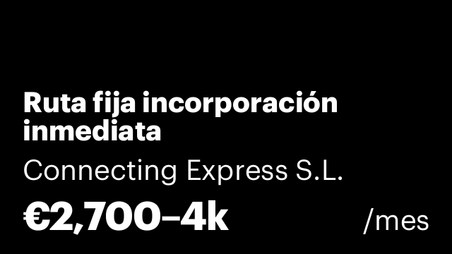 Ruta fija incorporación inmediata