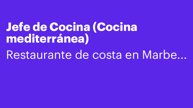 Jefe de Cocina (Cocina mediterránea)