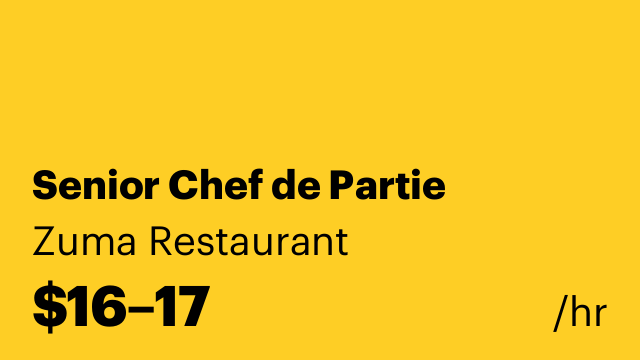 Senior Chef de Partie