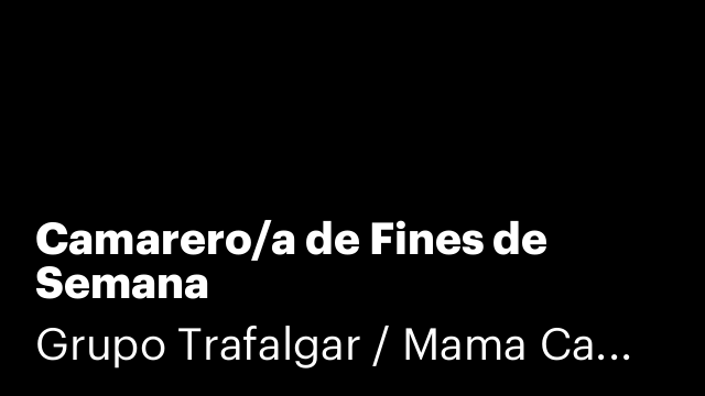 Camarero/a de Fines de Semana