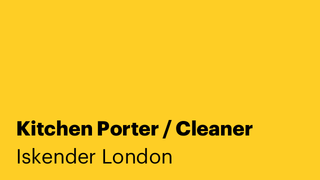 Kitchen Porter / Cleaner