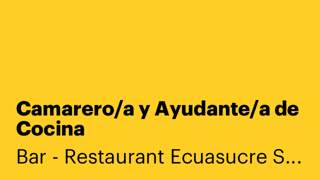 Camarero/a y Ayudante/a de Cocina