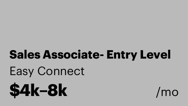Sales Associate- Entry Level