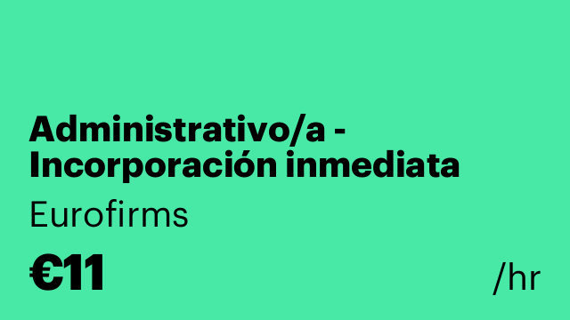 Administrativo/a - Incorporación inmediata