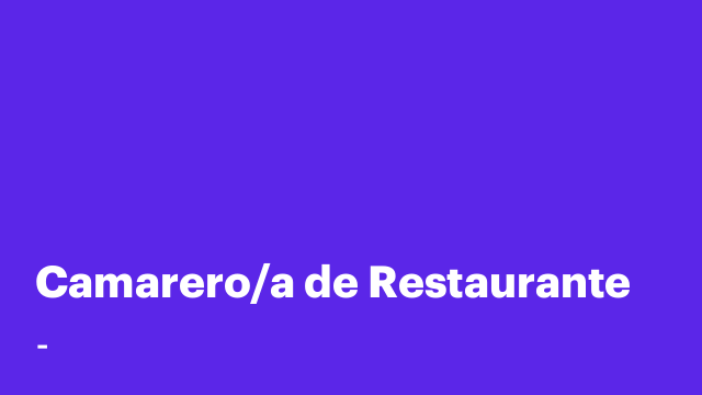 Camarero/a de Restaurante