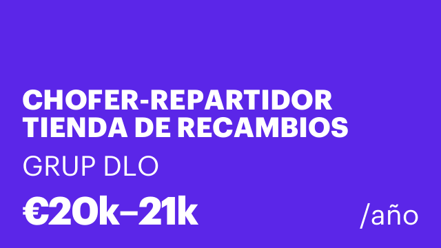 CHOFER-REPARTIDOR TIENDA DE RECAMBIOS AUTOMOCION INCA