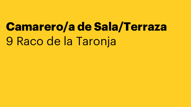 Camarero/a de Sala/Terraza