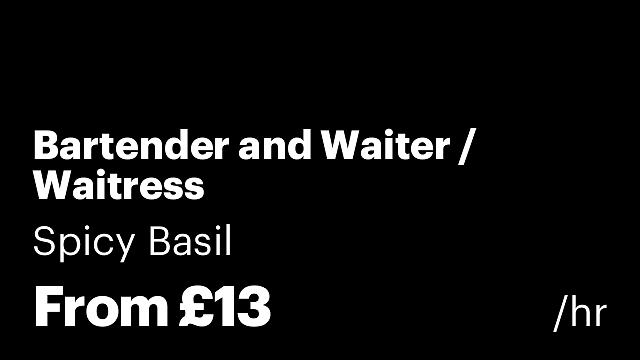 Bartender and Waiter / Waitress