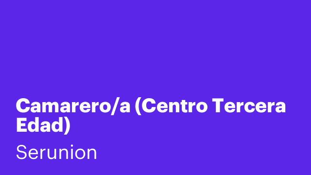 Camarero/a (Centro Tercera Edad)