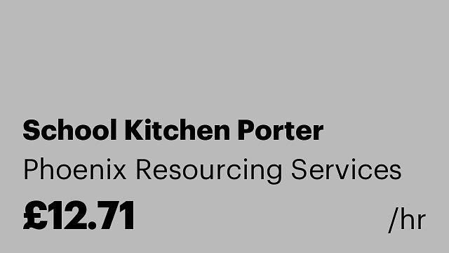 School Kitchen Porter