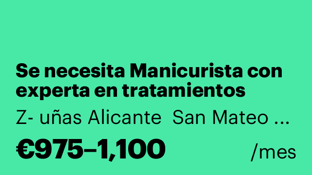 Se necesita Manicurista con experta en tratamientos estéticos