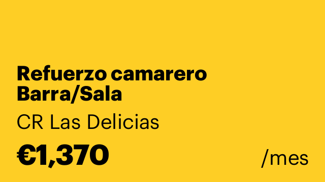 Refuerzo camarero Barra/Sala