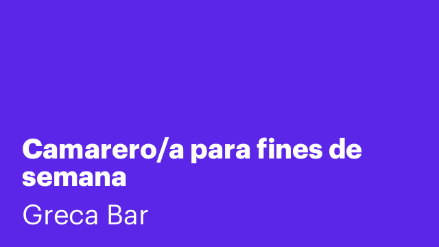 Camarero/a para fines de semana