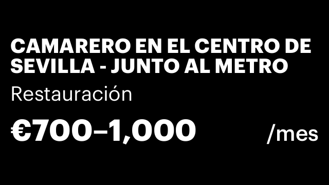 CAMARERO EN EL CENTRO DE SEVILLA - JUNTO AL METRO