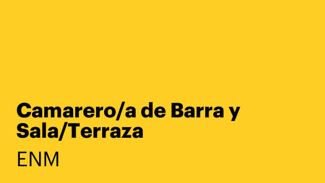 Camarero/a de Barra y Sala/Terraza