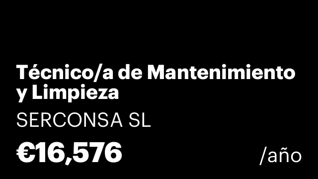 Técnico/a de Mantenimiento y Limpieza