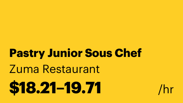 Pastry Junior Sous Chef