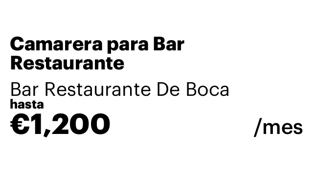 Camarera para Bar Restaurante