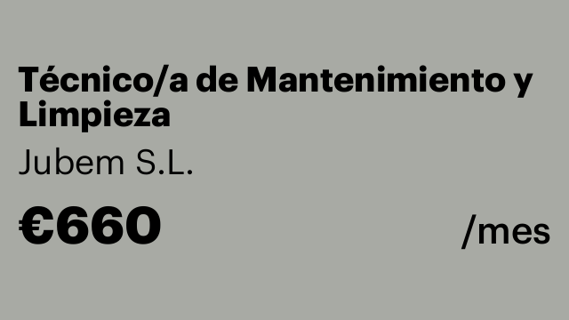 Técnico/a de Mantenimiento y Limpieza