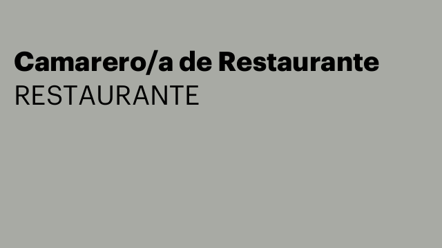 Camarero/a de Restaurante