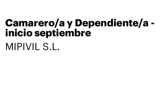 Camarero/a y Dependiente/a - inicio septiembre