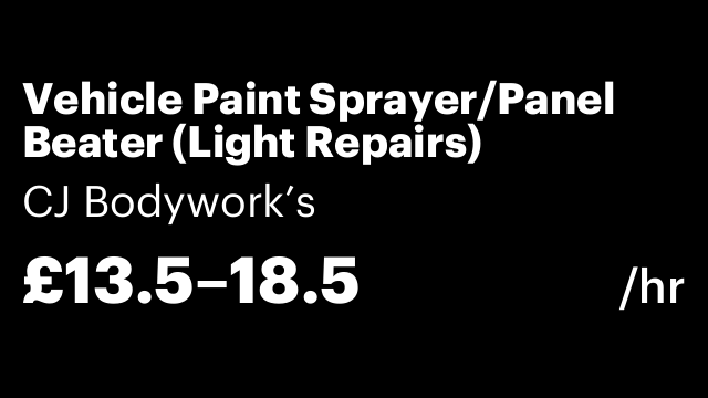 Vehicle Paint Sprayer/Panel Beater (Light Repairs)