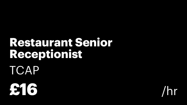 Restaurant Senior Receptionist
