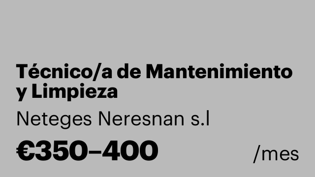 Técnico/a de Mantenimiento y Limpieza
