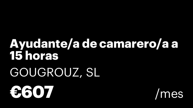 Ayudante/a de camarero/a a 15 horas