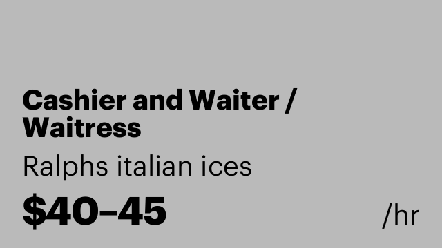 Cashier and Waiter / Waitress