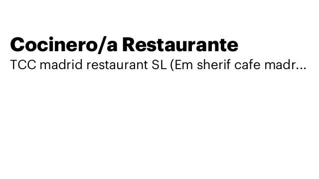 Cocinero/a Restaurante