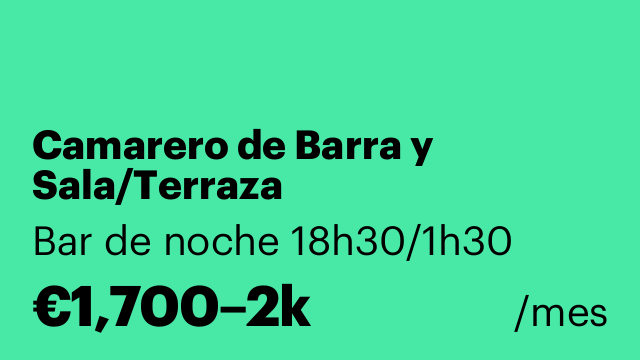 Camarero de Barra y Sala/Terraza
