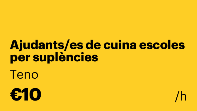Ajudants/es de cuina escoles per suplències