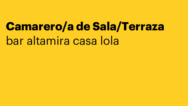 Camarero/a de Sala/Terraza