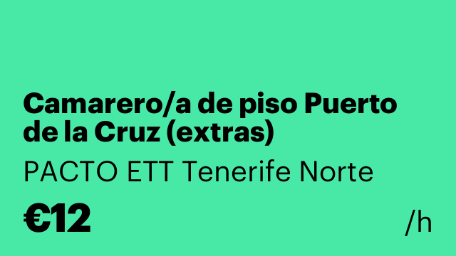 Camarero/a de piso Puerto de la Cruz (extras)