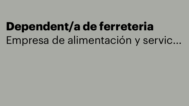 Dependent/a de ferreteria
