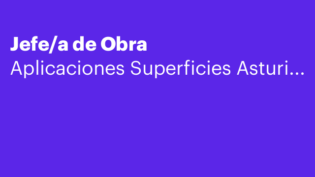 Jefe/a de Obra