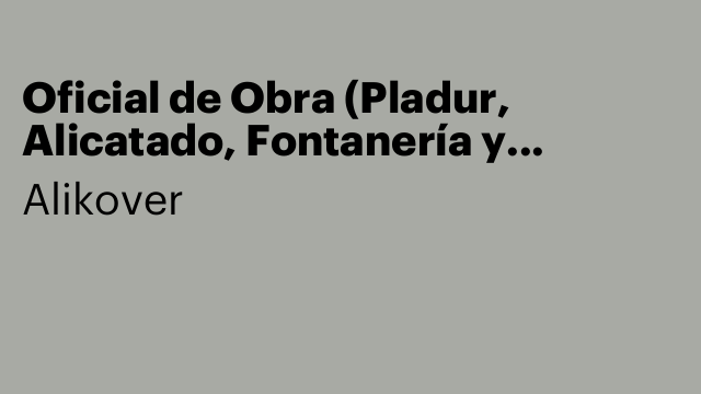 Oficial de Obra (Pladur, Alicatado, Fontanería y electricidad)