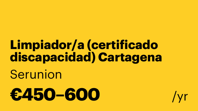 Limpiador/a (certificado discapacidad) Cartagena (Los Dolores) [SLCD]