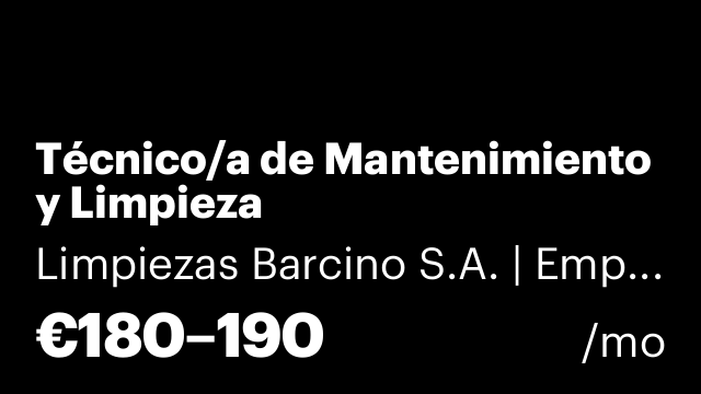 Técnico/a de Mantenimiento y Limpieza