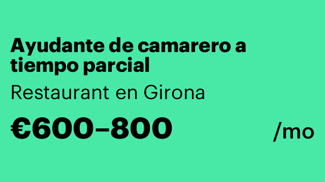 Ayudante de camarero a tiempo parcial