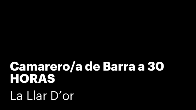 Camarero/a de Barra a 30 HORAS