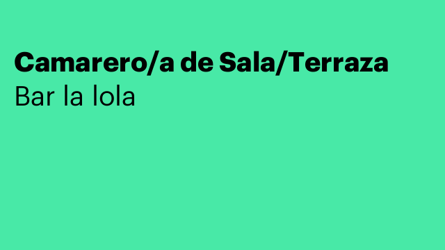 Camarero/a de Sala/Terraza