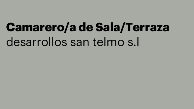 Camarero/a de Sala/Terraza