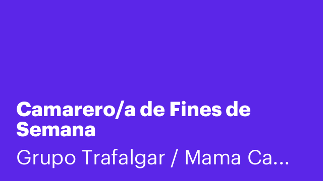 Camarero/a de Fines de Semana