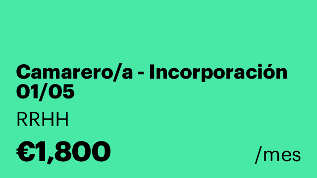 Camarero/a - Incorporación 01/05