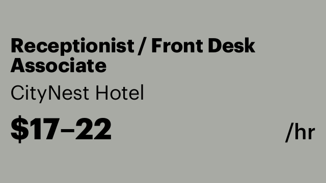 Receptionist / Front Desk Associate