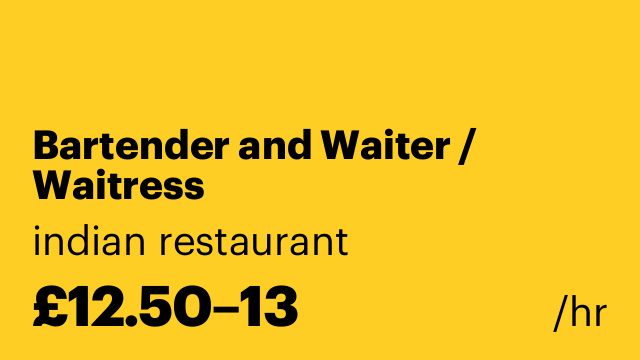 Bartender and Waiter / Waitress