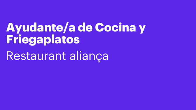 Ayudante/a de Cocina y Friegaplatos