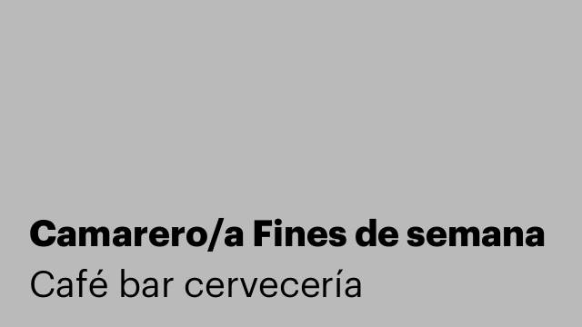Camarero/a Fines de semana
